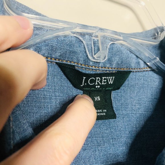 J. CREW | Chambray Tab Sleeve Collared Shirt Dress 100% Cotton Chest Pockets - Picture 7 of 7